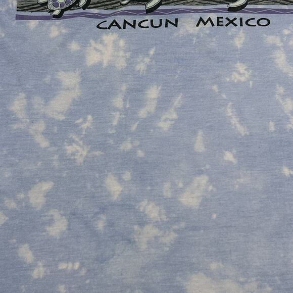 Vintage 90s Cancun Mexico Sea Turtles T Shirt Travel Tourist Blue Tee M Medium - Picture 4 of 7